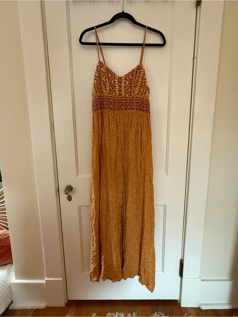 Xhilaration boho Mustard Maxi Dress with Smocked Bodice